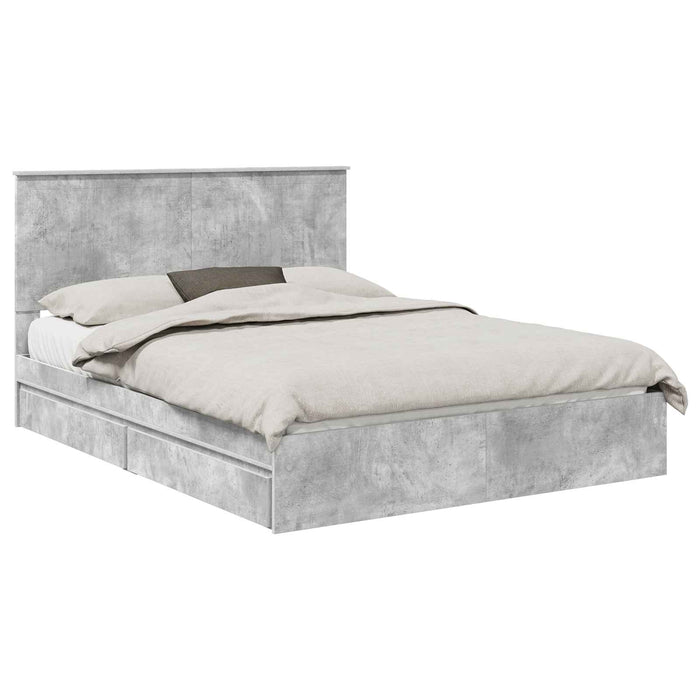 Pat cu storage Gri din beton 150 x 200 cm Lemn compozit - WALTI WALTI