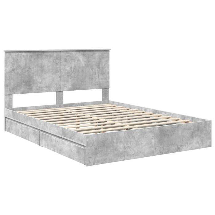 Pat cu storage Gri din beton 150 x 200 cm Lemn compozit - WALTI WALTI