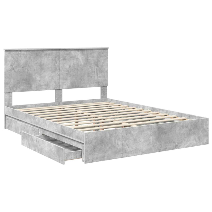 Pat cu storage Gri din beton 150 x 200 cm Lemn compozit - WALTI WALTI