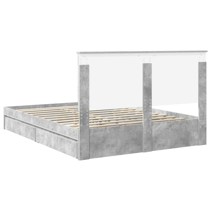 Pat cu storage Gri din beton 150 x 200 cm Lemn compozit - WALTI WALTI
