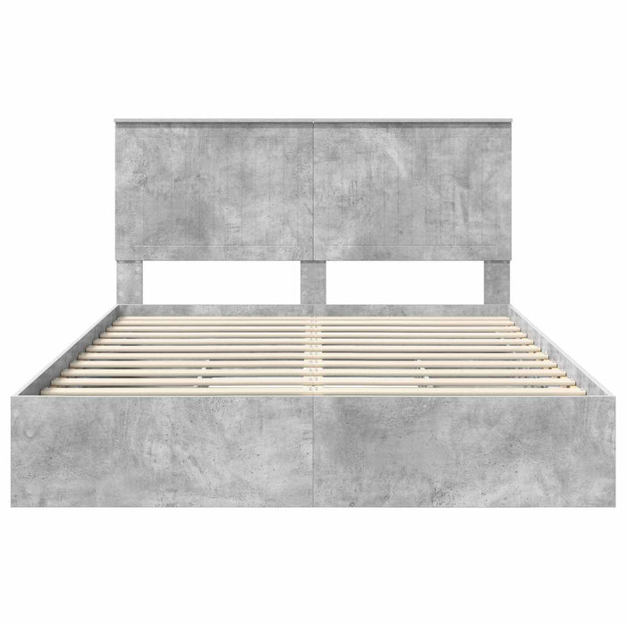 Pat cu storage Gri din beton 150 x 200 cm Lemn compozit - WALTI WALTI