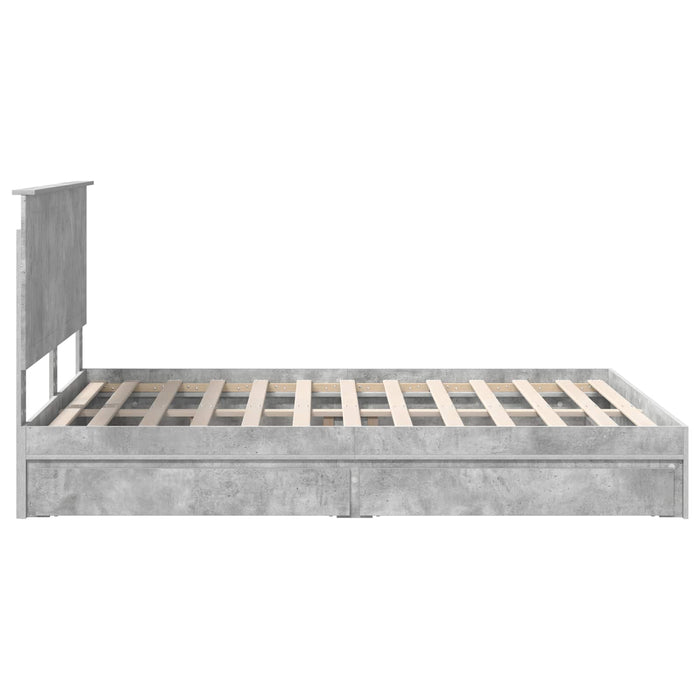 Pat cu storage Gri din beton 150 x 200 cm Lemn compozit - WALTI WALTI
