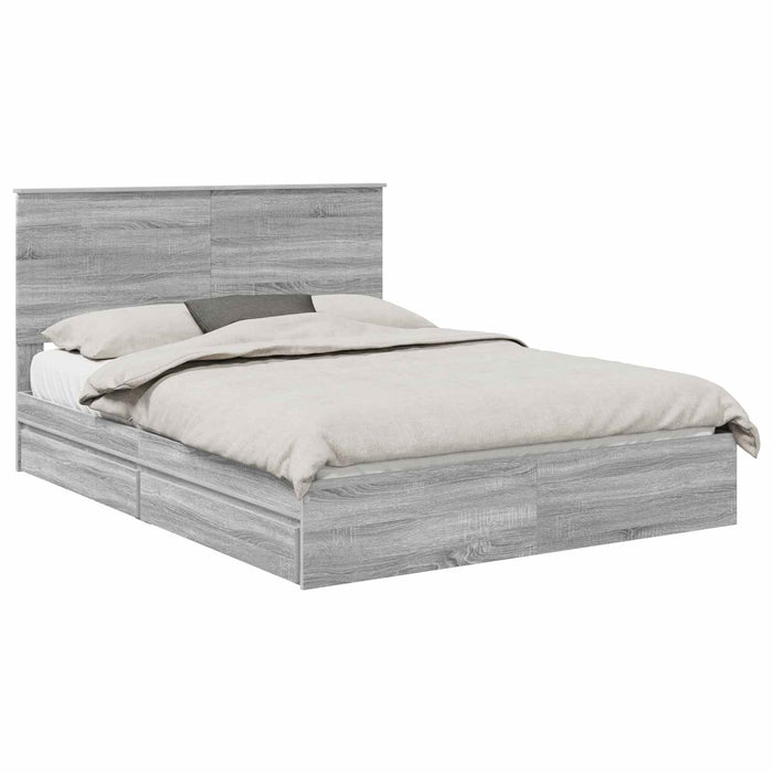 Pat cu storage cu sertar Gri Sonoma 150 x 200 cm Lemn compozit - WALTI WALTI