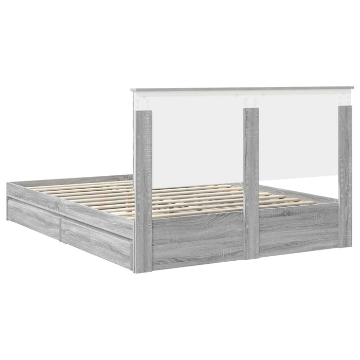 Pat cu storage cu sertar Gri Sonoma 150 x 200 cm Lemn compozit - WALTI WALTI