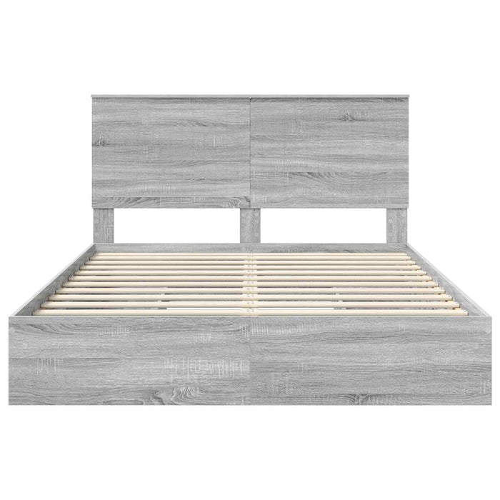 Pat cu storage cu sertar Gri Sonoma 150 x 200 cm Lemn compozit - WALTI WALTI