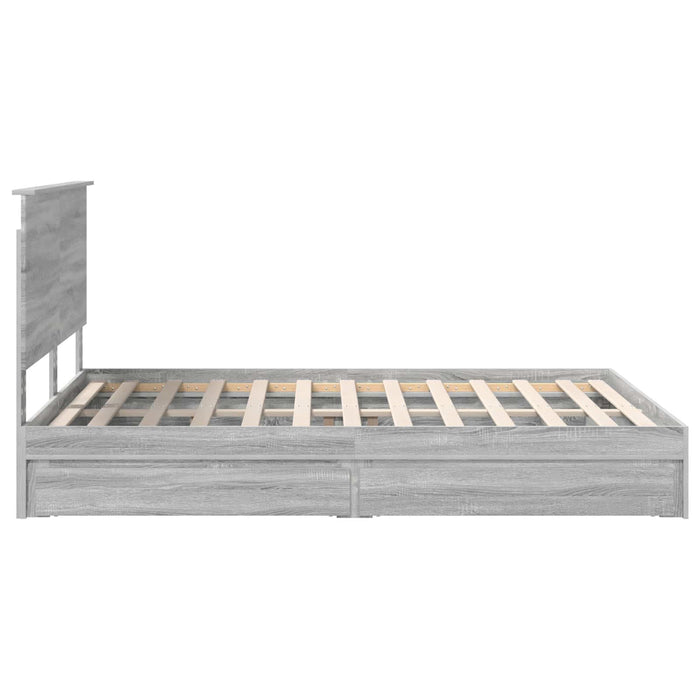 Pat cu storage cu sertar Gri Sonoma 150 x 200 cm Lemn compozit - WALTI WALTI