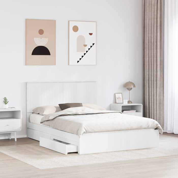 Pat cu storage cu headboard Alb 140 x 200 cm Lemn compozit - WALTI WALTI