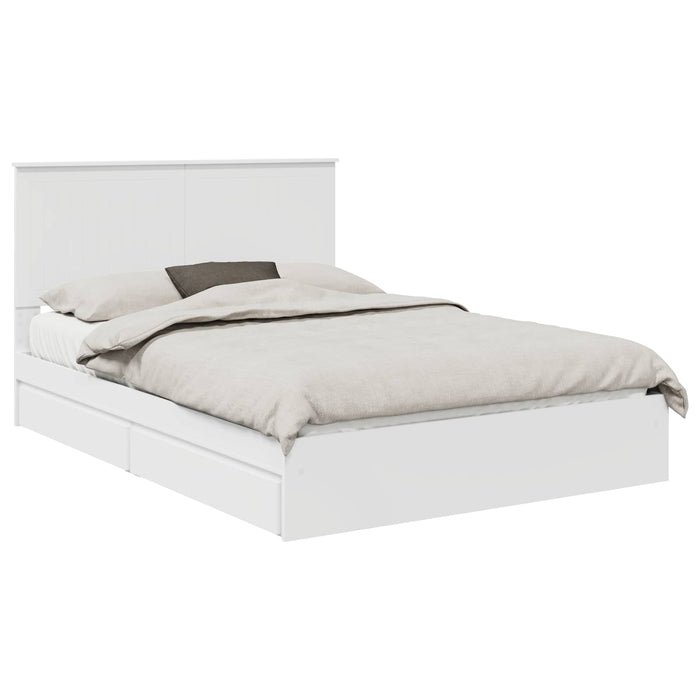 Pat cu storage cu headboard Alb 140 x 200 cm Lemn compozit - WALTI WALTI