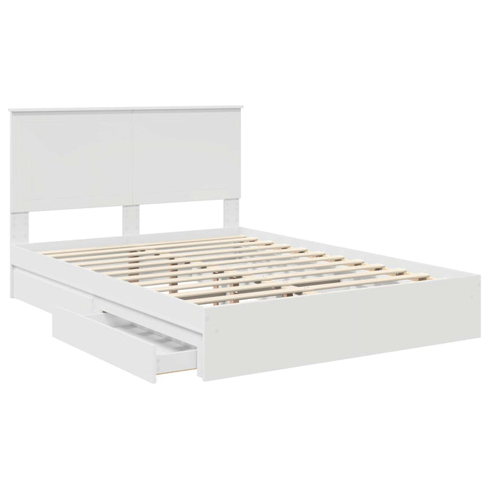 Pat cu storage cu headboard Alb 140 x 200 cm Lemn compozit - WALTI WALTI