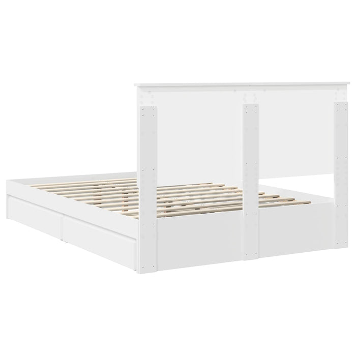 Pat cu storage cu headboard Alb 140 x 200 cm Lemn compozit - WALTI WALTI