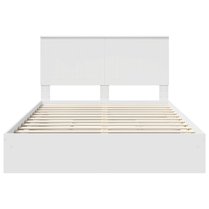 Pat cu storage cu headboard Alb 140 x 200 cm Lemn compozit - WALTI WALTI