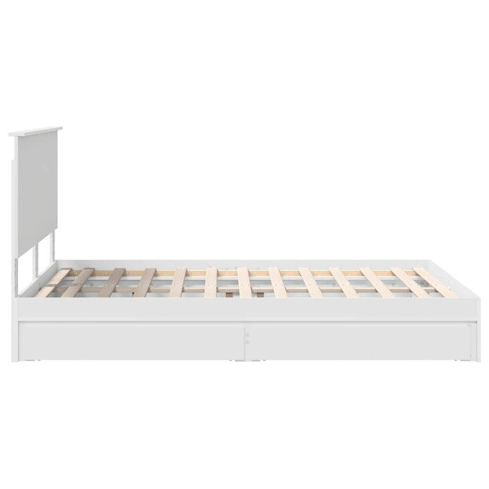 Pat cu storage cu headboard Alb 140 x 200 cm Lemn compozit - WALTI WALTI