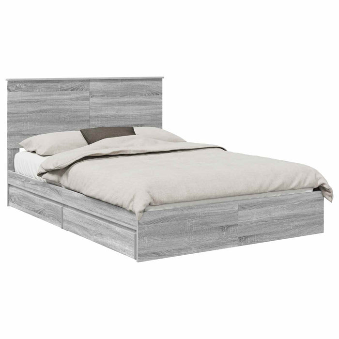 Pat cu storage cu sertar Gri Sonoma 140 x 200 cm Lemn compozit - WALTI WALTI