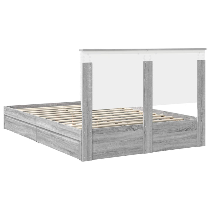 Pat cu storage cu sertar Gri Sonoma 140 x 200 cm Lemn compozit - WALTI WALTI