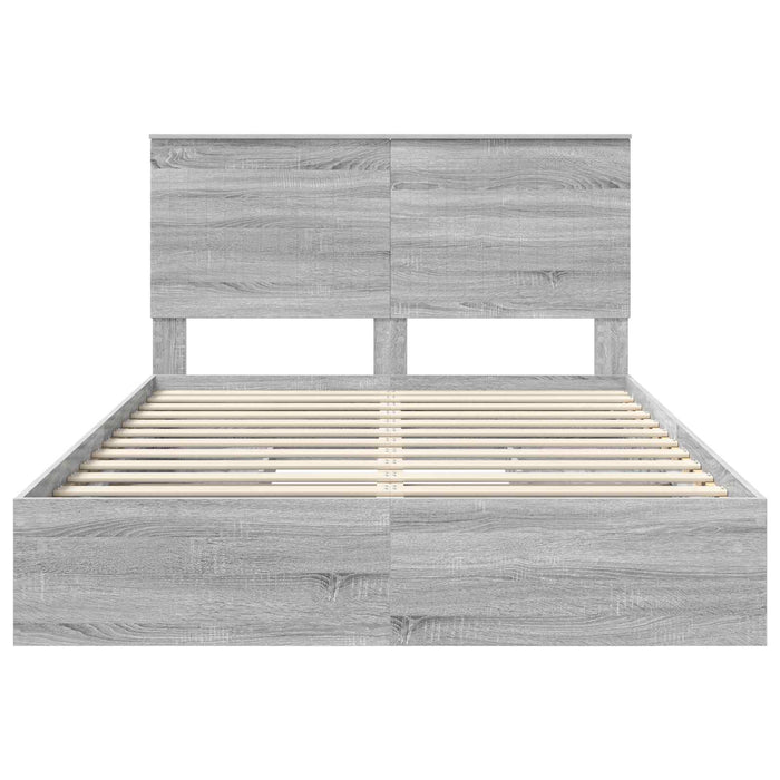Pat cu storage cu sertar Gri Sonoma 140 x 200 cm Lemn compozit - WALTI WALTI