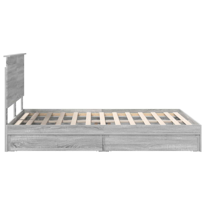 Pat cu storage cu sertar Gri Sonoma 140 x 200 cm Lemn compozit - WALTI WALTI