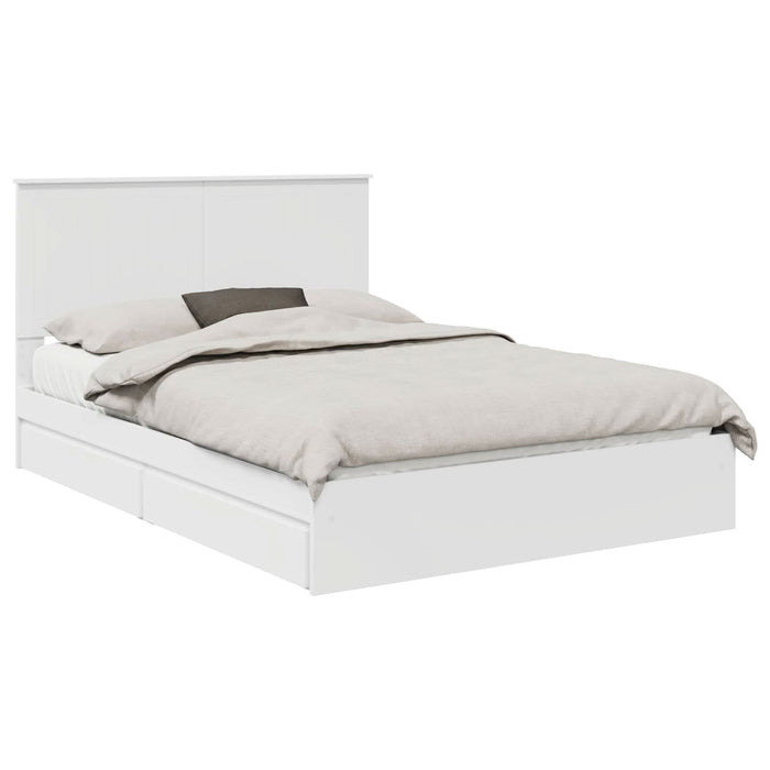 Pat cu storage cu headboard Alb 140 x 190 cm Lemn compozit - WALTI WALTI