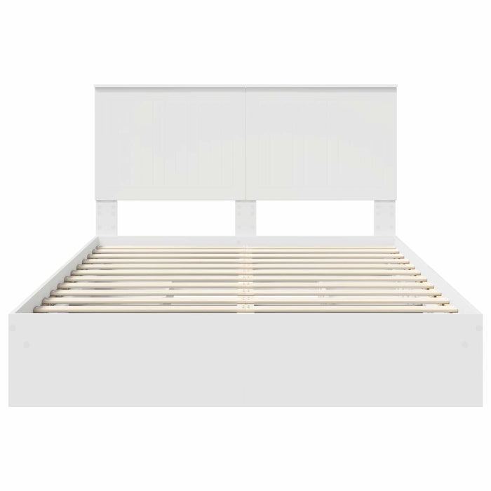 Pat cu storage cu headboard Alb 140 x 190 cm Lemn compozit - WALTI WALTI