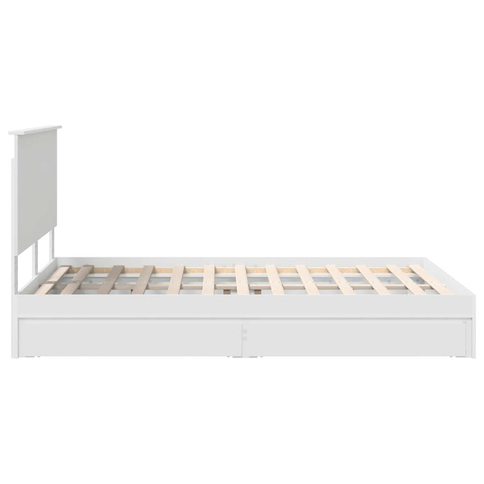 Pat cu storage cu headboard Alb 140 x 190 cm Lemn compozit - WALTI WALTI