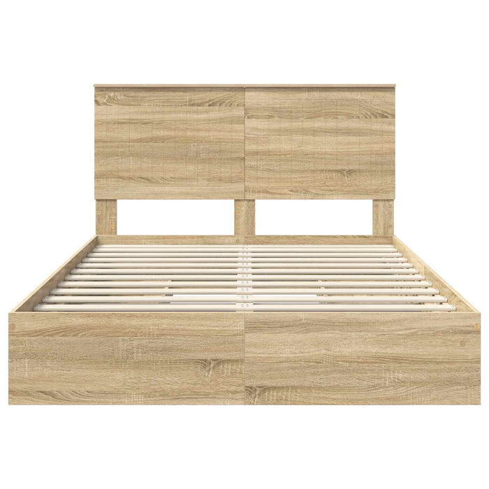 Pat cu storage Stejar Sonoma 135 x 190 cm Lemn compozit - WALTI WALTI
