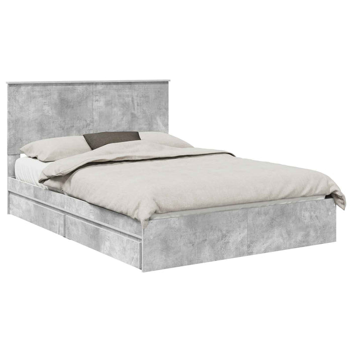 Pat cu storage Gri din beton 135 x 190 cm Lemn compozit - WALTI WALTI