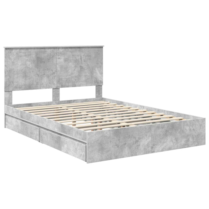 Pat cu storage Gri din beton 135 x 190 cm Lemn compozit - WALTI WALTI