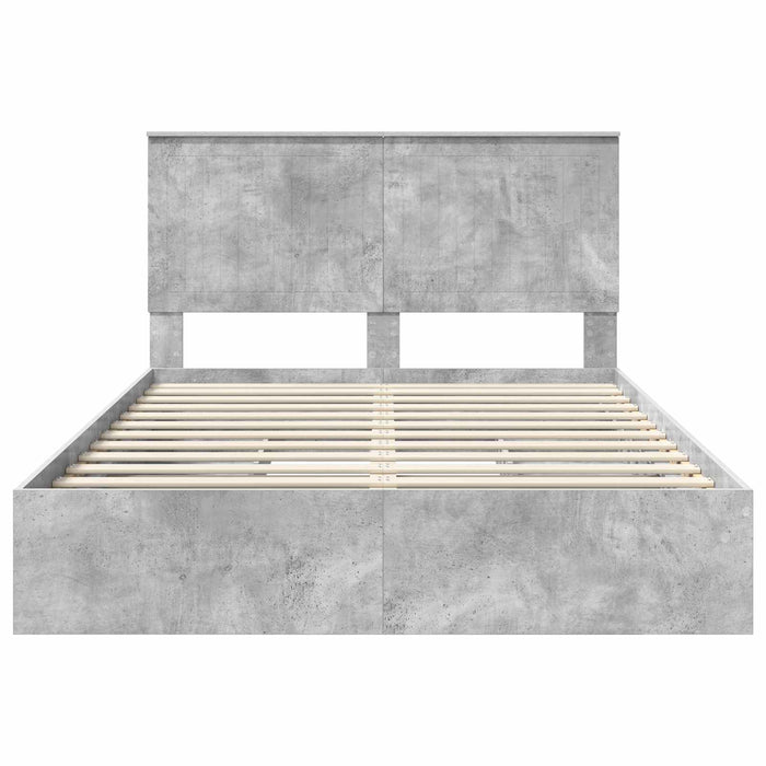 Pat cu storage Gri din beton 135 x 190 cm Lemn compozit - WALTI WALTI