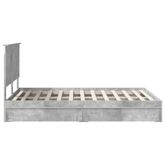 Pat cu storage Gri din beton 135 x 190 cm Lemn compozit - WALTI WALTI