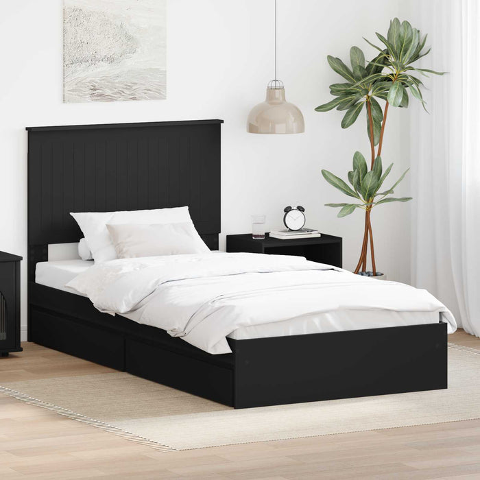 Pat cu storage cu sertar Negru 100 x 200 cm Lemn prelucrat - WALTI WALTI