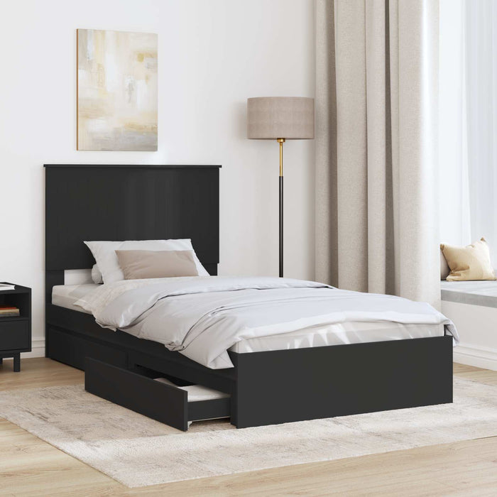 Pat cu storage cu sertar Negru 100 x 200 cm Lemn prelucrat - WALTI WALTI
