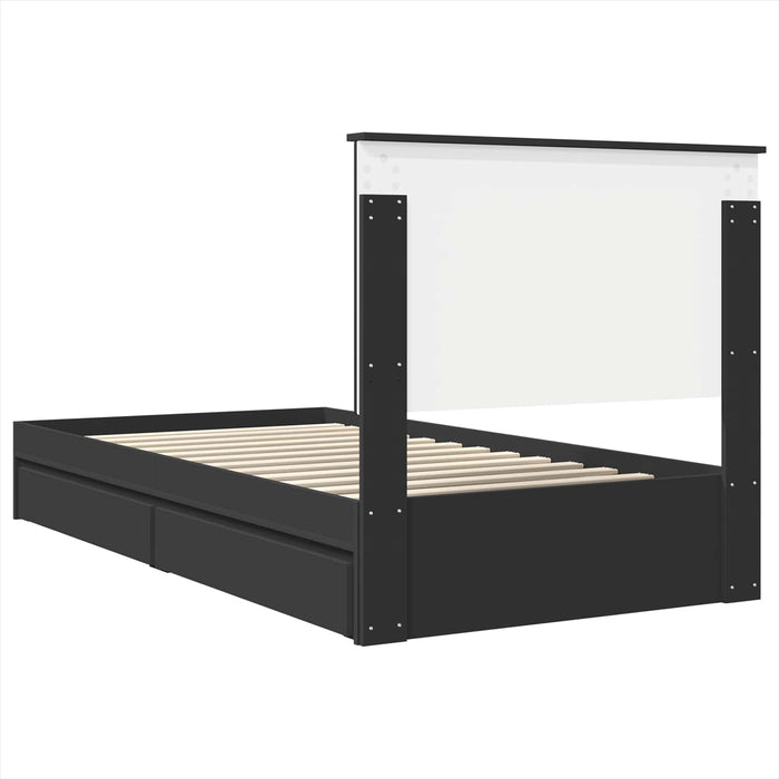 Pat cu storage cu sertar Negru 100 x 200 cm Lemn prelucrat - WALTI WALTI