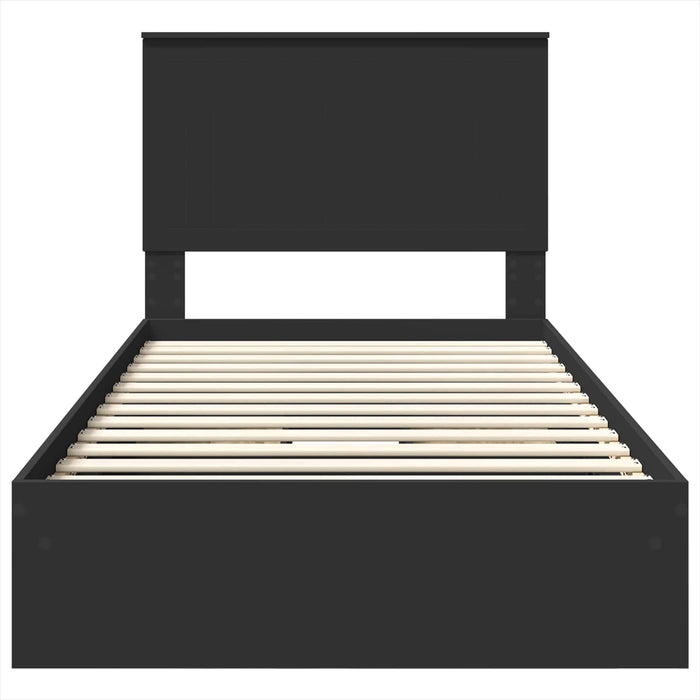 Pat cu storage cu sertar Negru 100 x 200 cm Lemn prelucrat - WALTI WALTI
