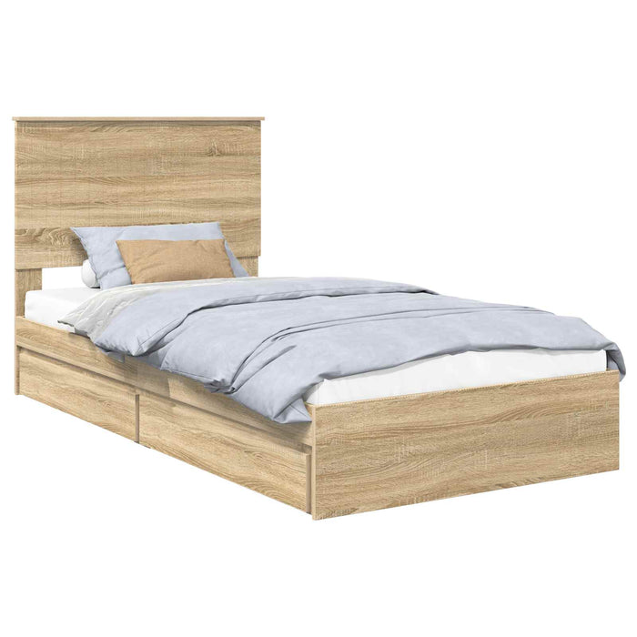Pat cu storage Stejar Sonoma 100 x 200 cm Lemn compozit - WALTI WALTI