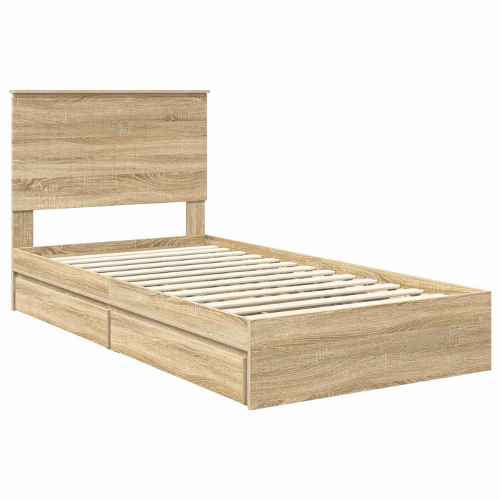 Pat cu storage Stejar Sonoma 100 x 200 cm Lemn compozit - WALTI WALTI