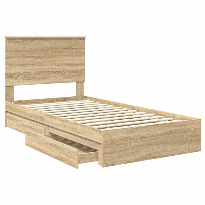 Pat cu storage Stejar Sonoma 100 x 200 cm Lemn compozit - WALTI WALTI