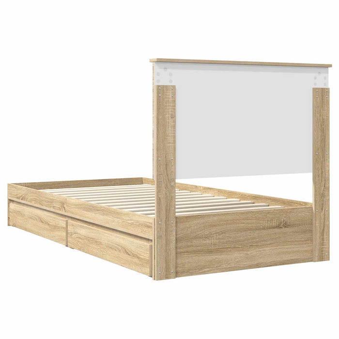 Pat cu storage Stejar Sonoma 100 x 200 cm Lemn compozit - WALTI WALTI