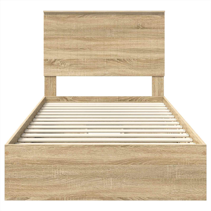 Pat cu storage Stejar Sonoma 100 x 200 cm Lemn compozit - WALTI WALTI