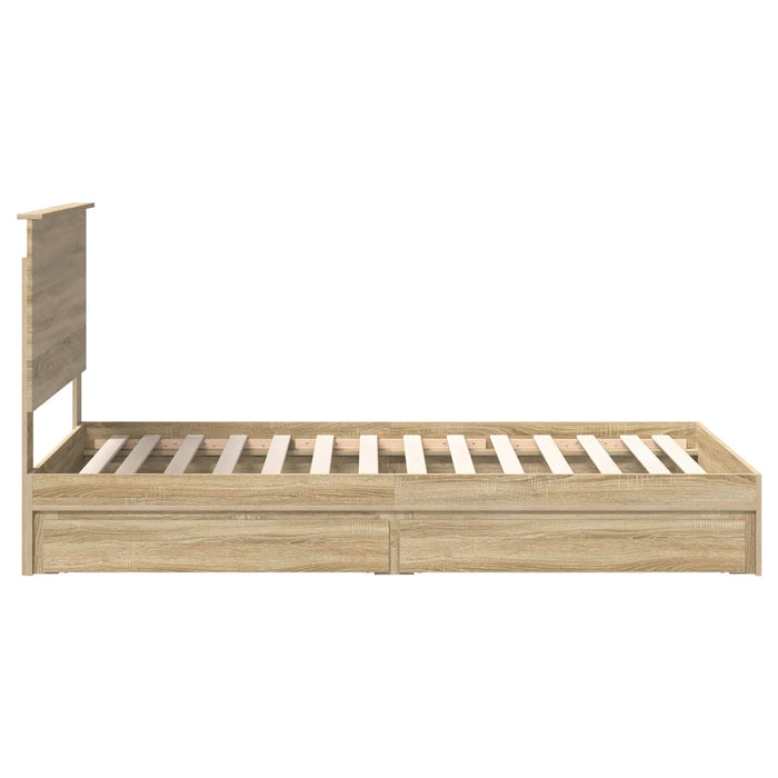 Pat cu storage Stejar Sonoma 100 x 200 cm Lemn compozit - WALTI WALTI
