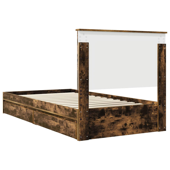 Pat cu storage Stejar fumuriu 100 x 200 cm Lemn compozit - WALTI WALTI