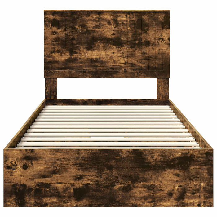 Pat cu storage Stejar fumuriu 100 x 200 cm Lemn compozit - WALTI WALTI