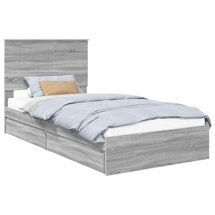 Pat cu storage cu sertar Gri Sonoma 100 x 200 cm Lemn compozit - WALTI WALTI