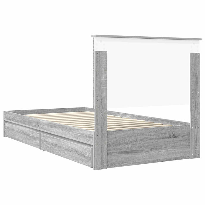 Pat cu storage cu sertar Gri Sonoma 100 x 200 cm Lemn compozit - WALTI WALTI