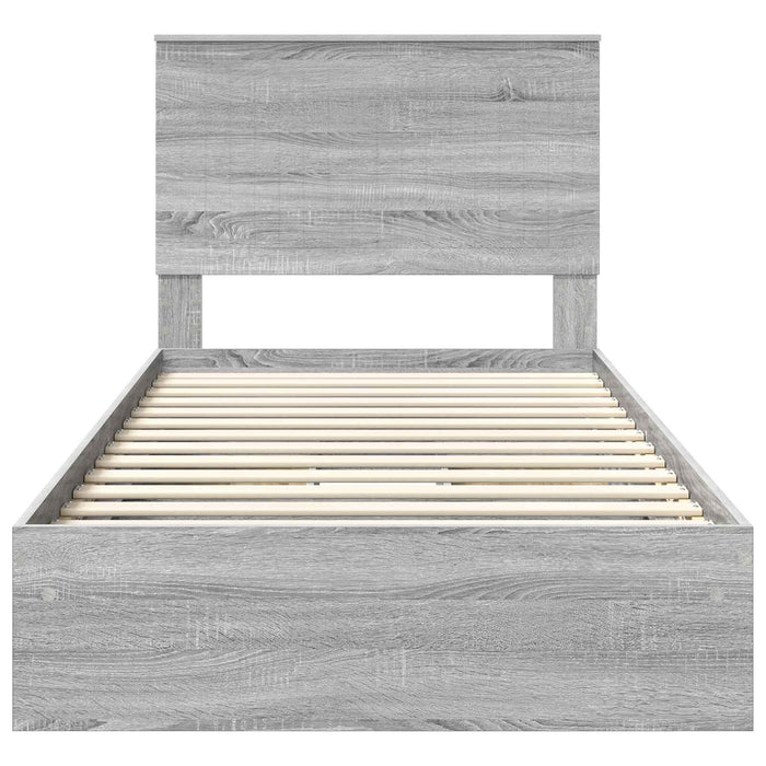 Pat cu storage cu sertar Gri Sonoma 100 x 200 cm Lemn compozit - WALTI WALTI