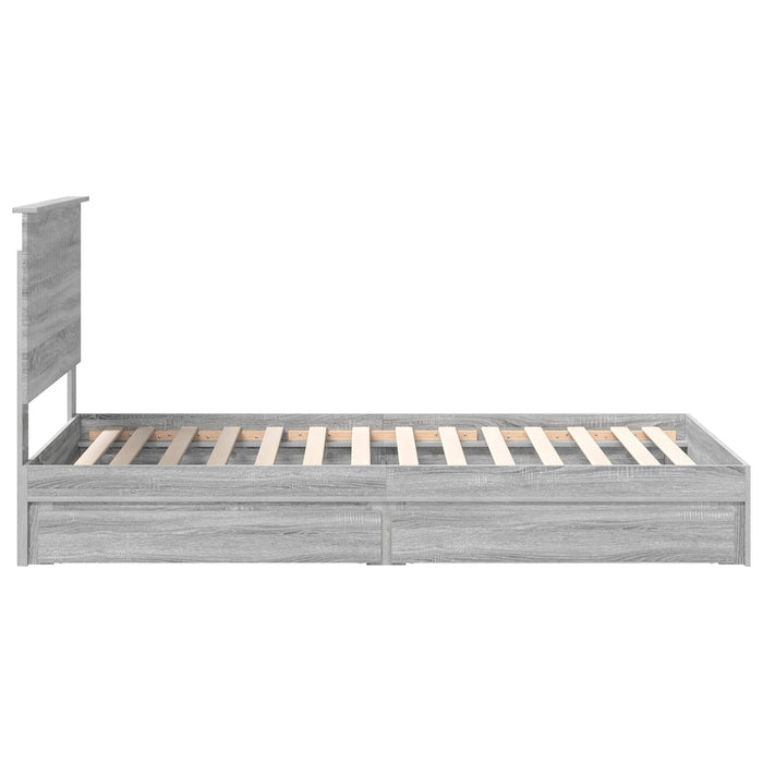 Pat cu storage cu sertar Gri Sonoma 100 x 200 cm Lemn compozit - WALTI WALTI