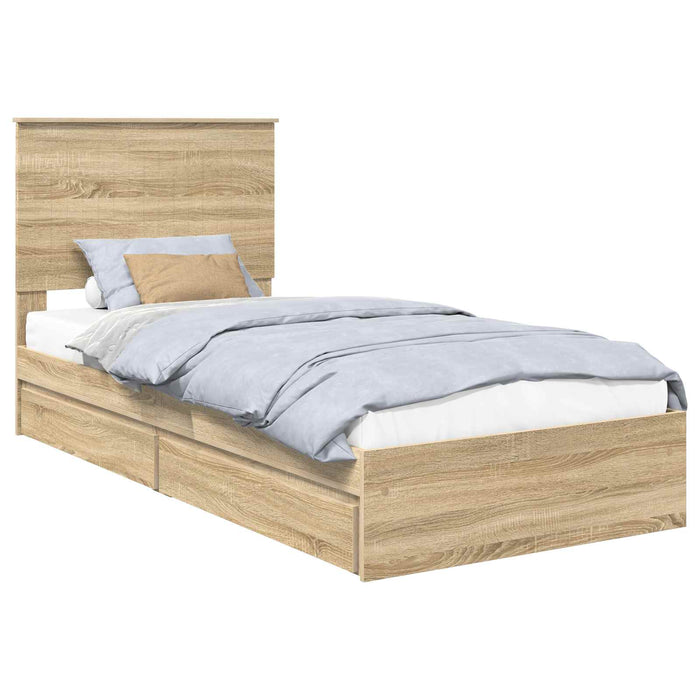Pat cu storage Stejar Sonoma 90 x 200 cm Lemn compozit - WALTI WALTI