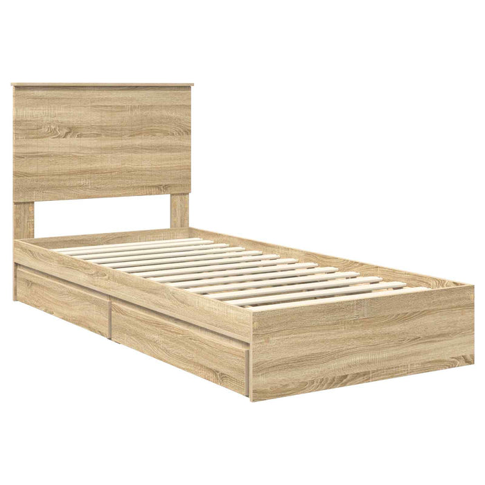 Pat cu storage Stejar Sonoma 90 x 200 cm Lemn compozit - WALTI WALTI