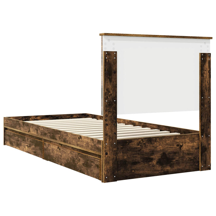 Pat cu storage Stejar fumuriu 90 x 200 cm Lemn compozit - WALTI WALTI