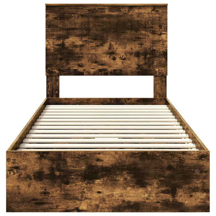 Pat cu storage Stejar fumuriu 90 x 200 cm Lemn compozit - WALTI WALTI