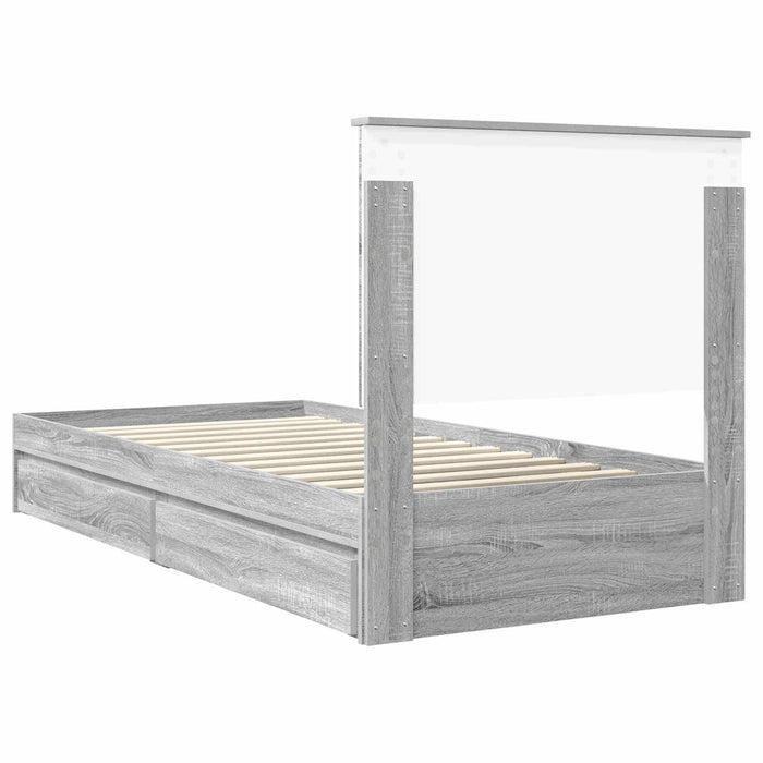 Pat cu storage cu sertar Gri Sonoma 90 x 200 cm Lemn compozit - WALTI WALTI