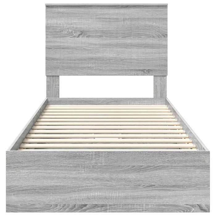 Pat cu storage cu sertar Gri Sonoma 90 x 200 cm Lemn compozit - WALTI WALTI